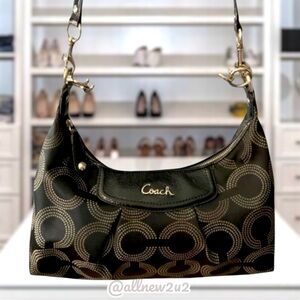 Coach Ashley Black Dotted Signature Shoulder Bag H1221-F20031